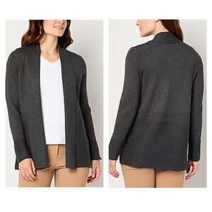 New Liz Claiborne Long Sleeve Open Front Cardigan Ribbed Career Office Women XS